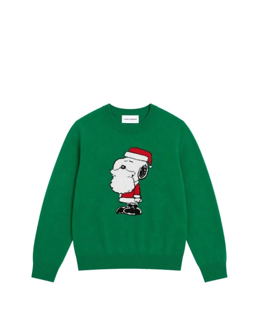 Chinti & Parker Green Snoopy Santa Sweater