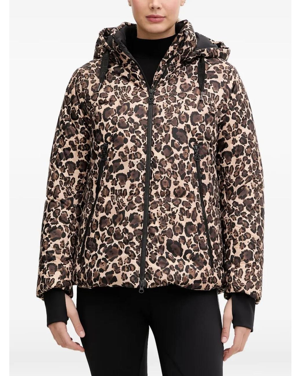 Sportalm Black Leopard-Print Hooded Jacket