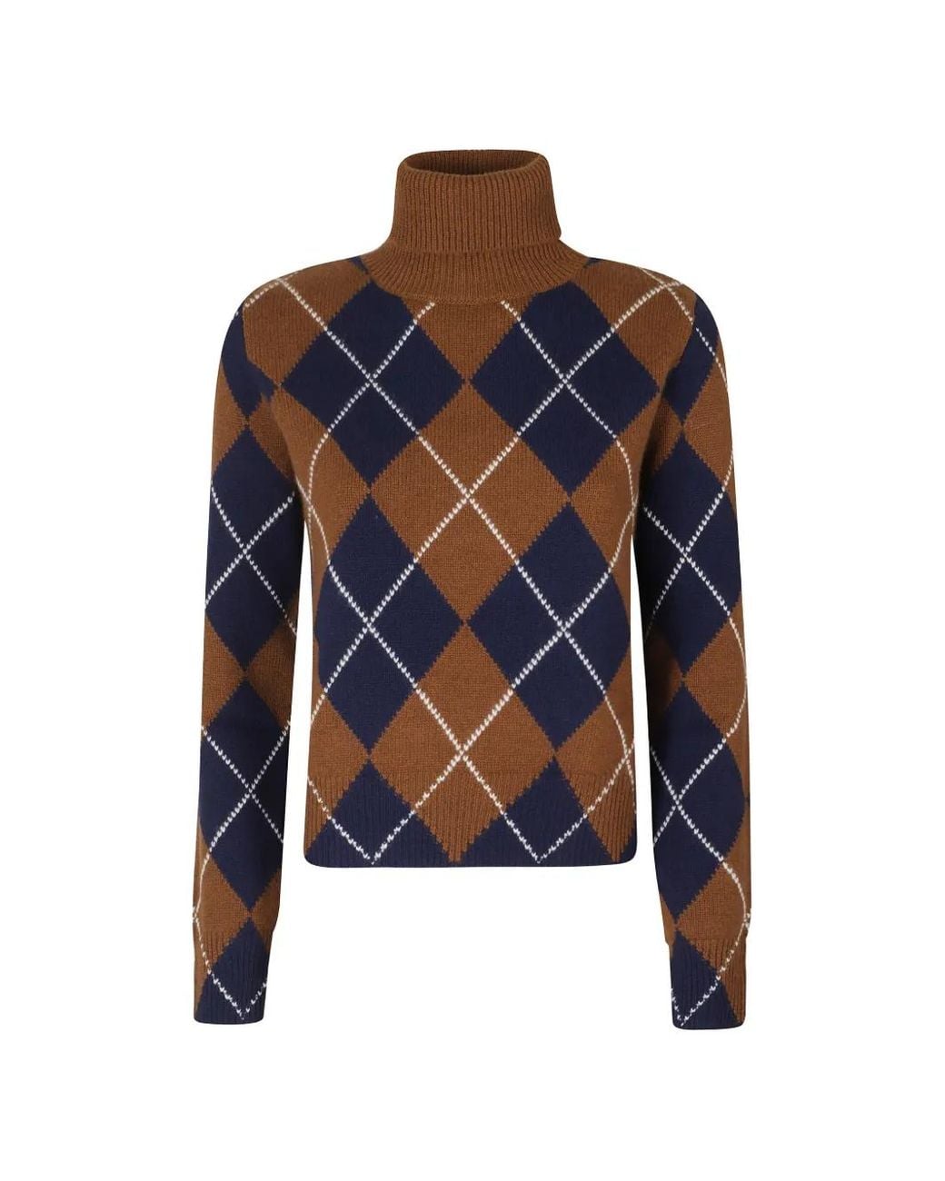 Be You Blue Be Rare Argyle-Knit Roll-Neck Sweater