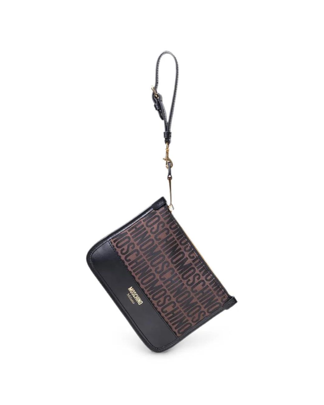 Moschino Gray Lost And Found Logo-Print Clutch Bag
