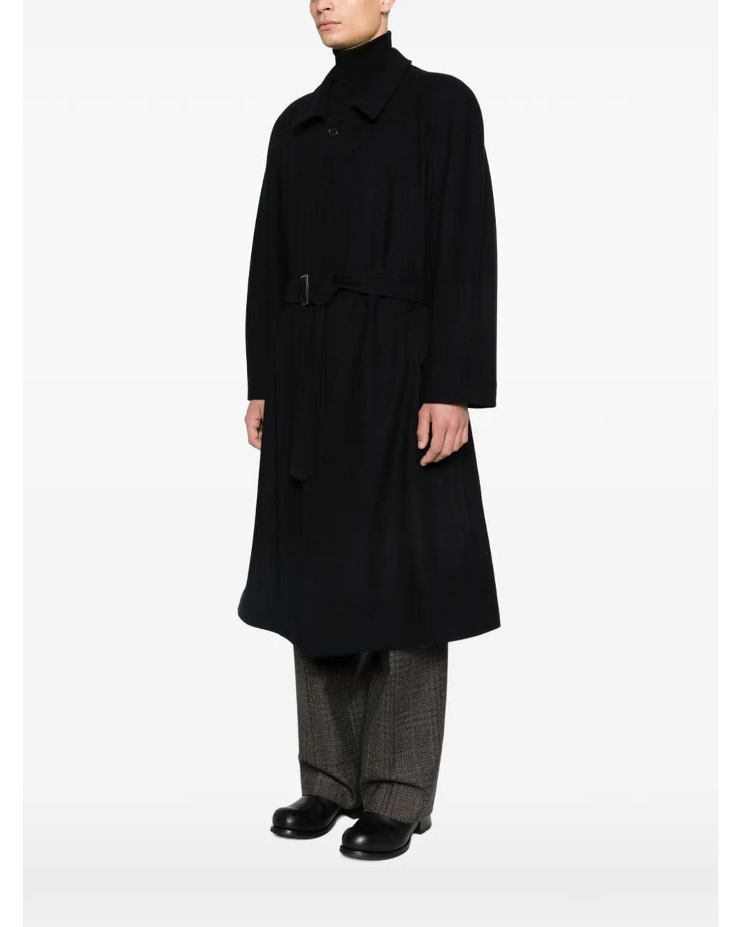 MARSĒM Black Belted Coat for men