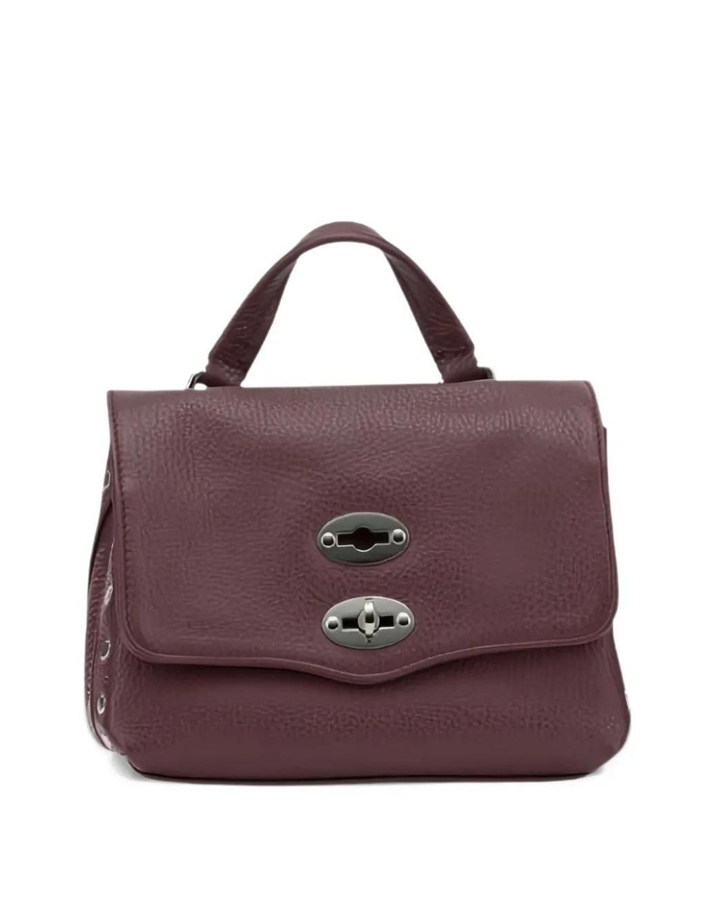 Zanellato Purple Mini Postina Pebbled Leather Tote Bag