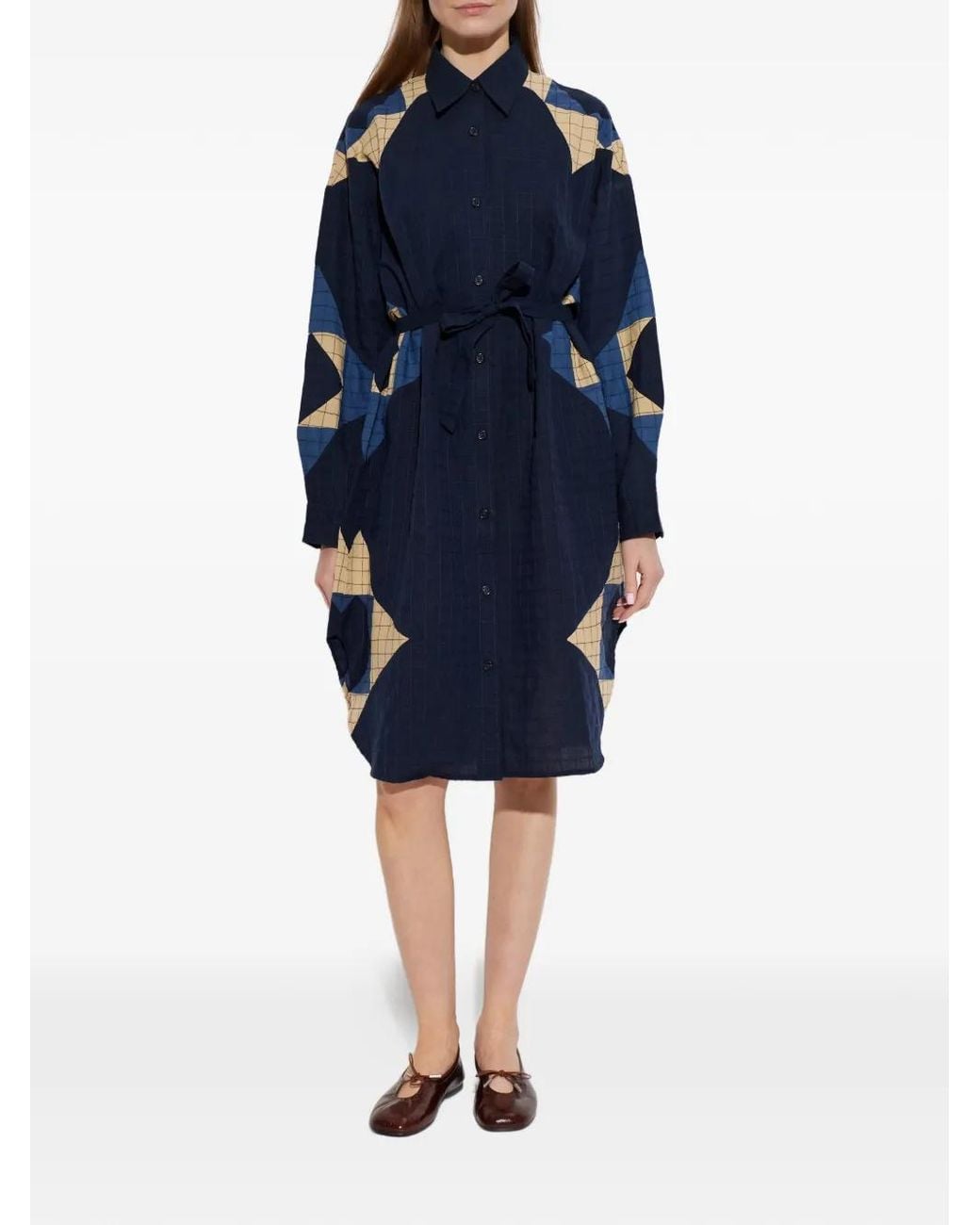 A.P.C. Blue Patchwork Shirt-Dress
