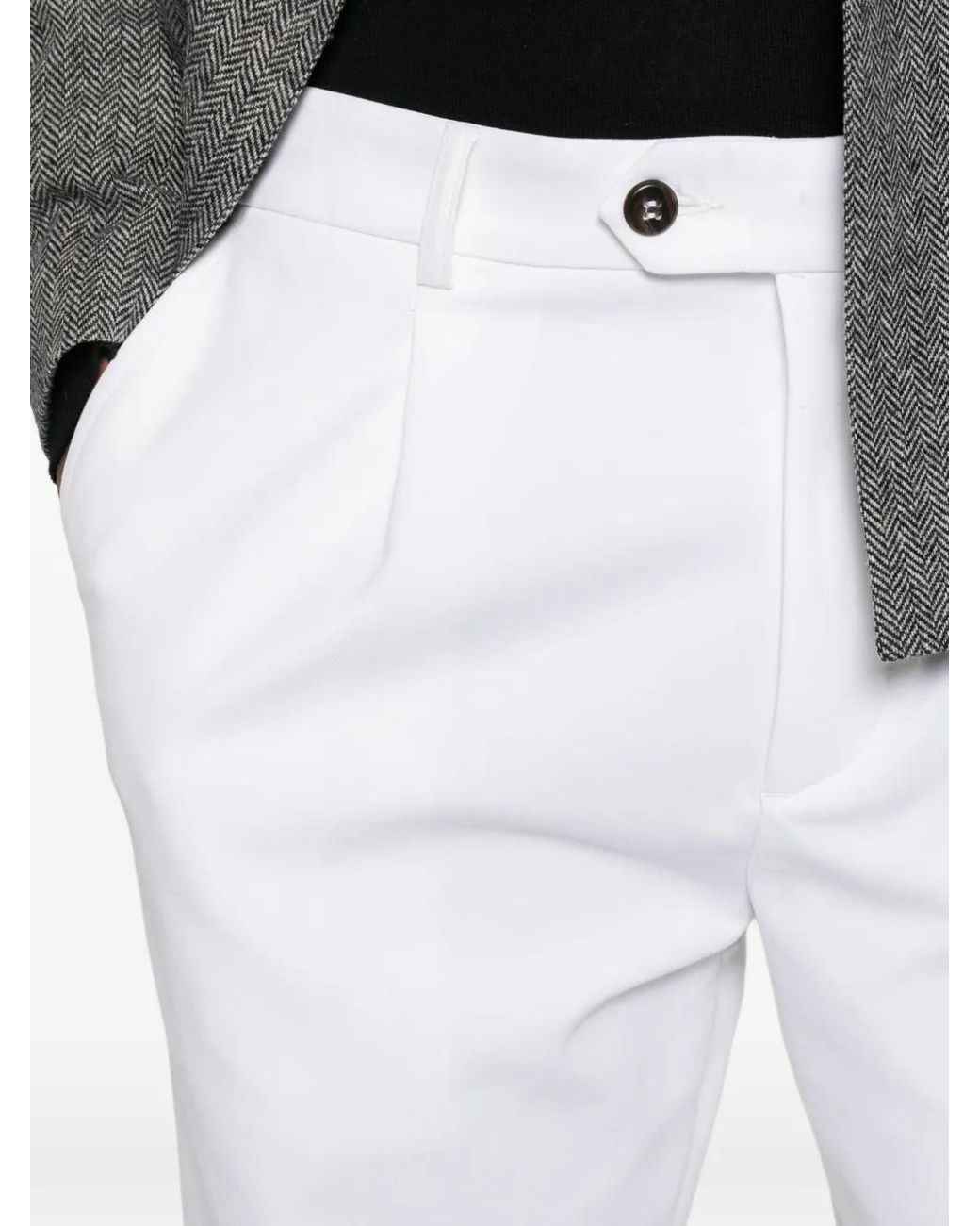 Eleventy White Pleated-Front Tailored Trousers for men