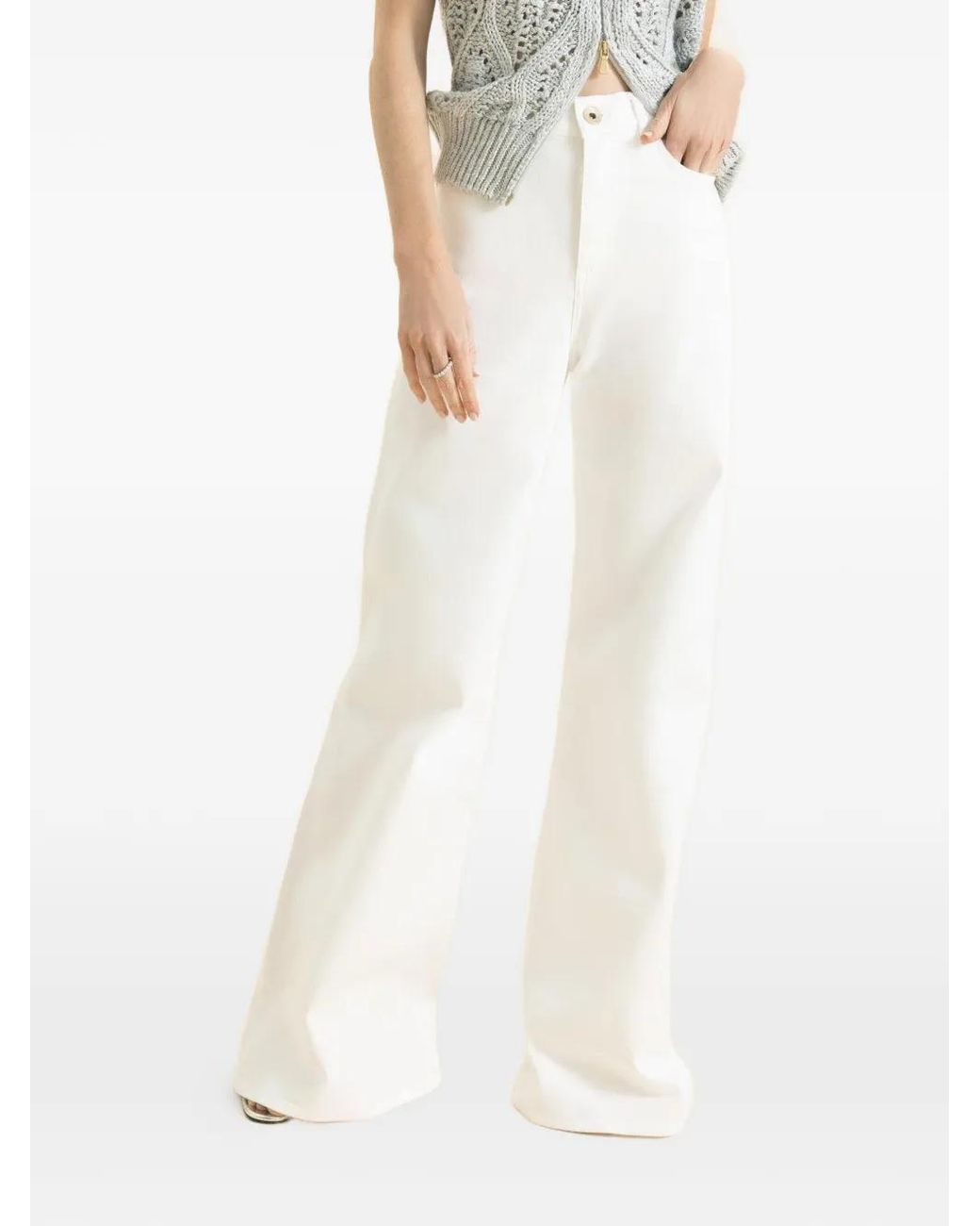 Eleventy White Jean À Passants De Ceinture