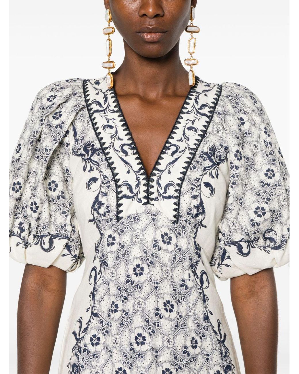 ALMAIS Airlie Floral Print Dress in White | Lyst
