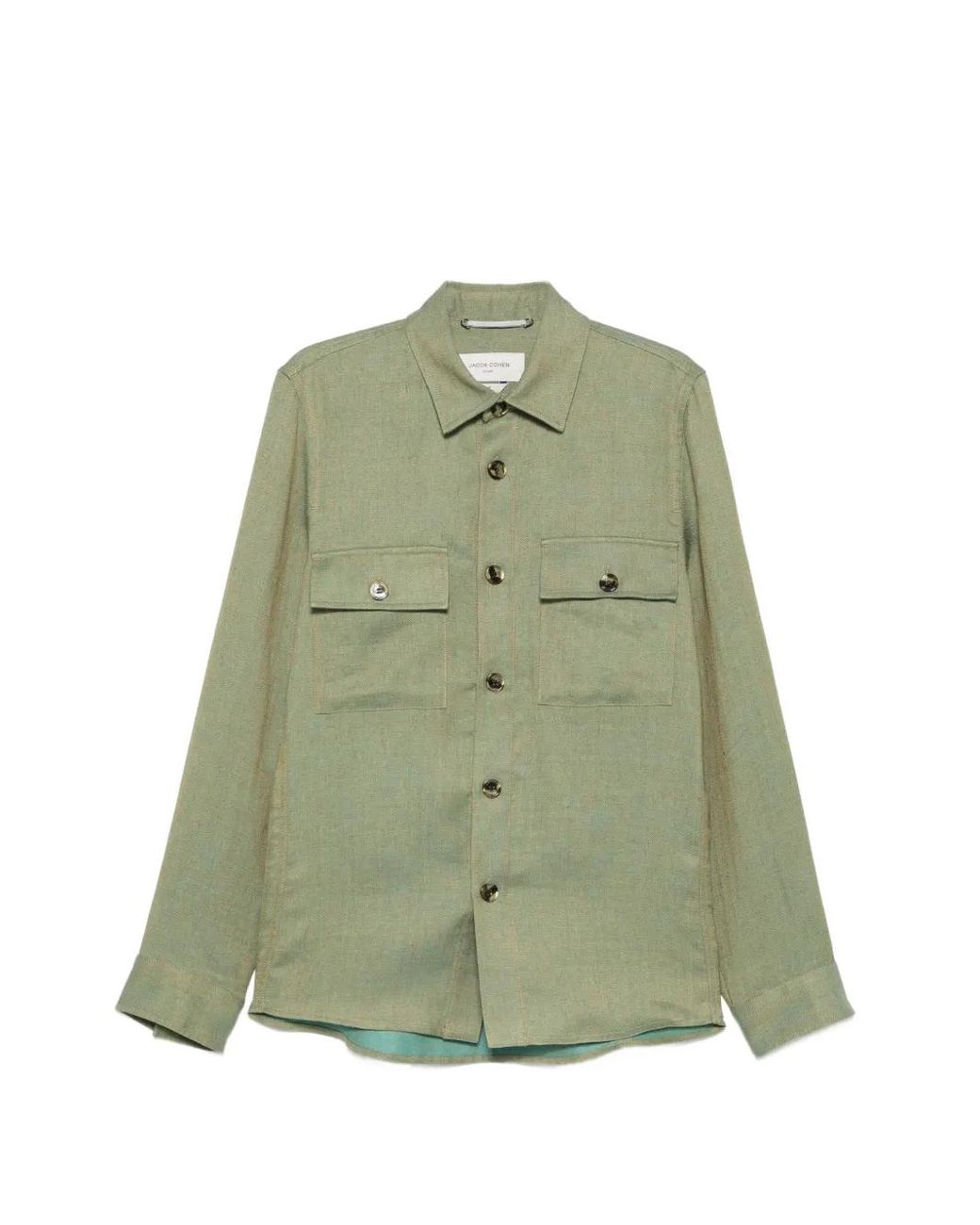 Jacob Cohen Green Herringbone-Weave Button-Up Jacket for men