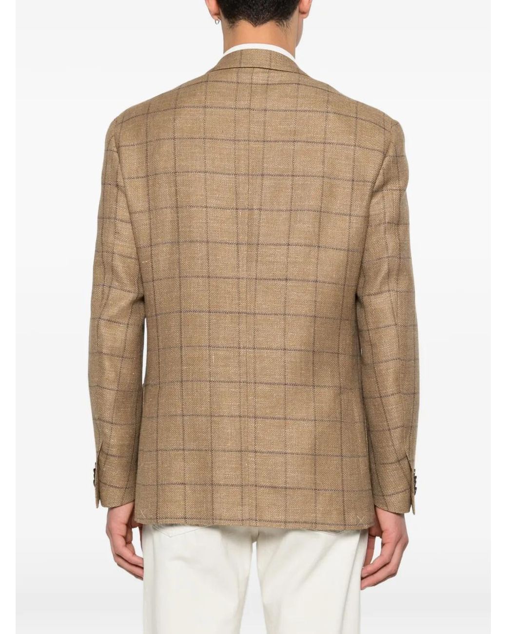 Corneliani Natural Checked Button Jacket for men