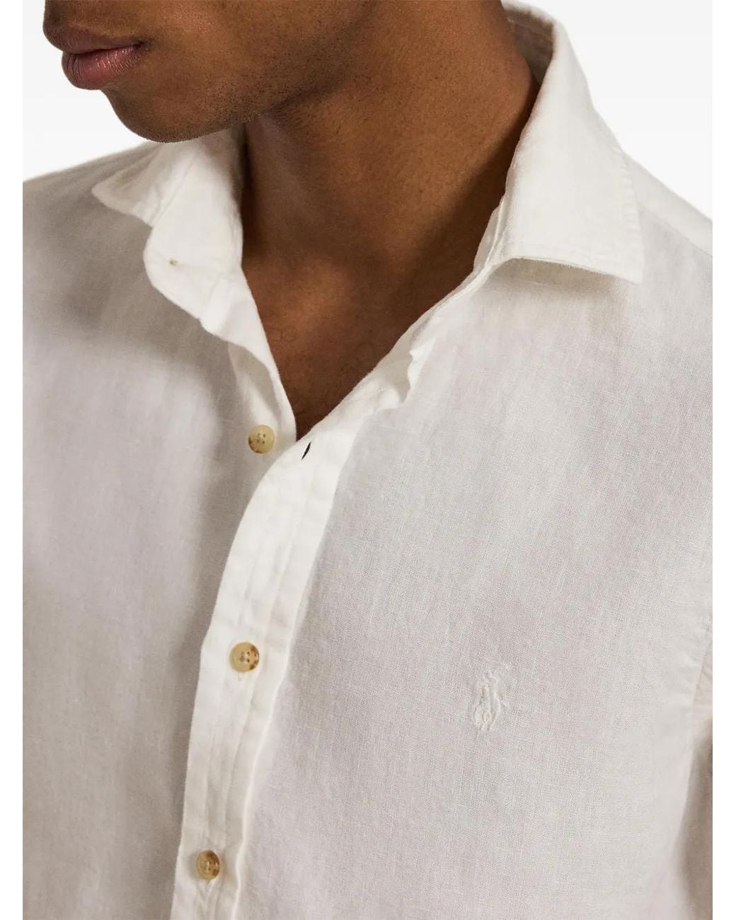 Polo Ralph Lauren White Custom Fit Linen Shirt for men