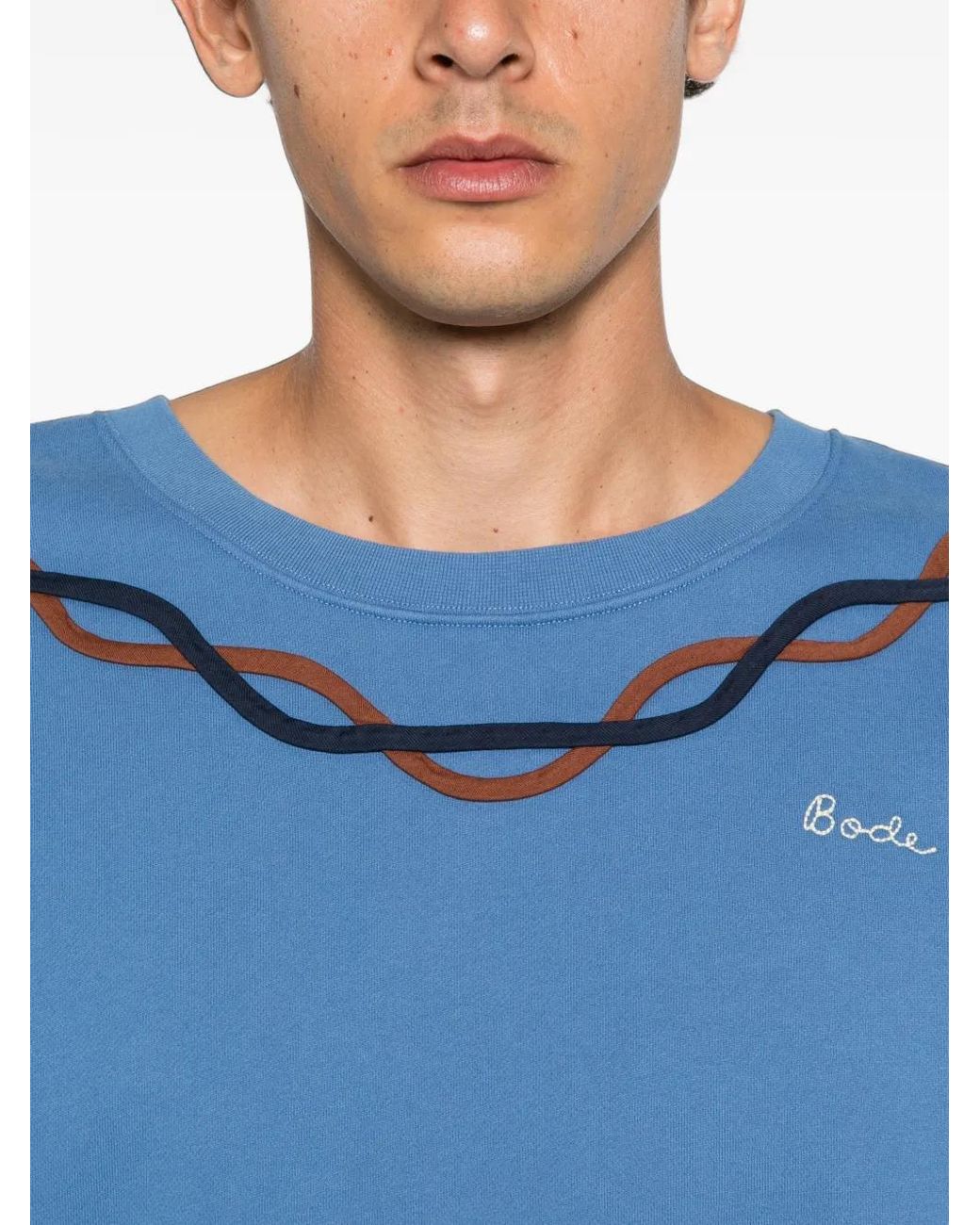 Bode Blue Sidewinder Embroidered-Logo Sweatshirt for men
