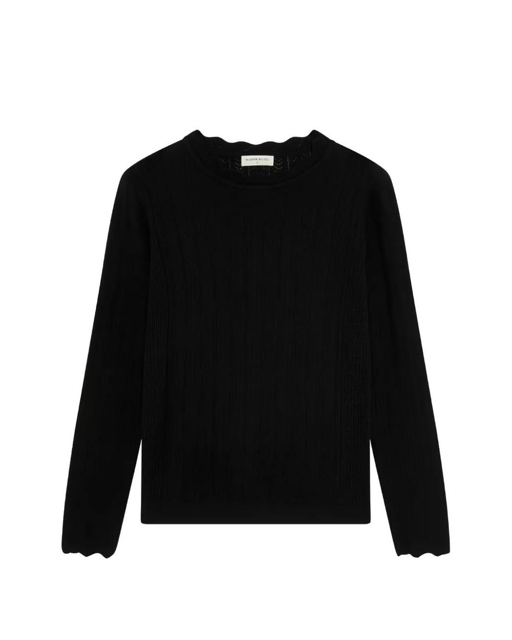 MAISON HOTEL Black Priscilla Pointelle-Knit Sweater