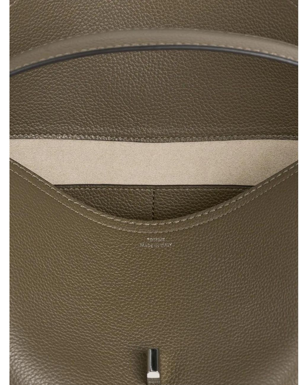 Totême Green T-Lock Grained-Leather Top Handle