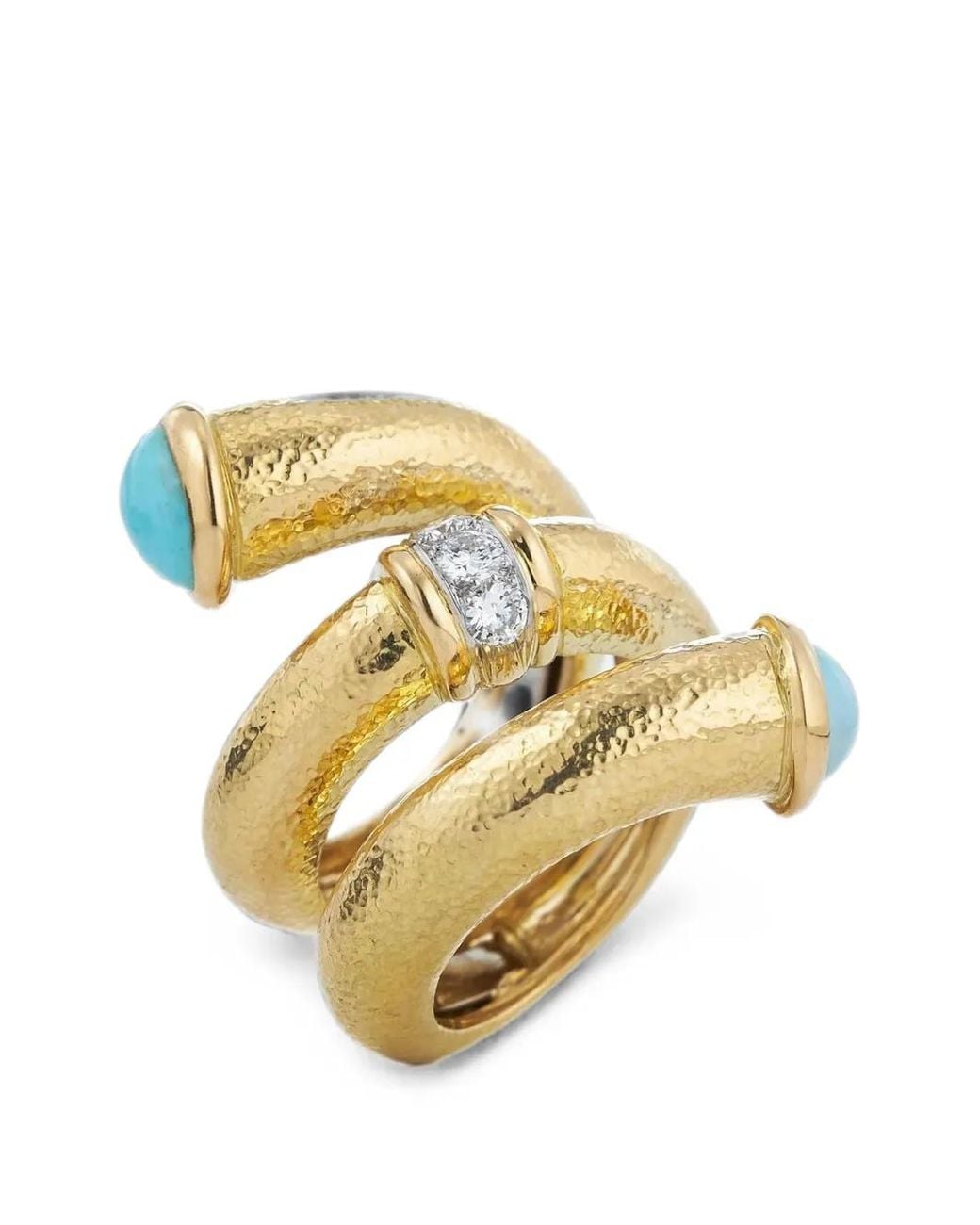 David Webb Metallic And Diamond Pipe Ring
