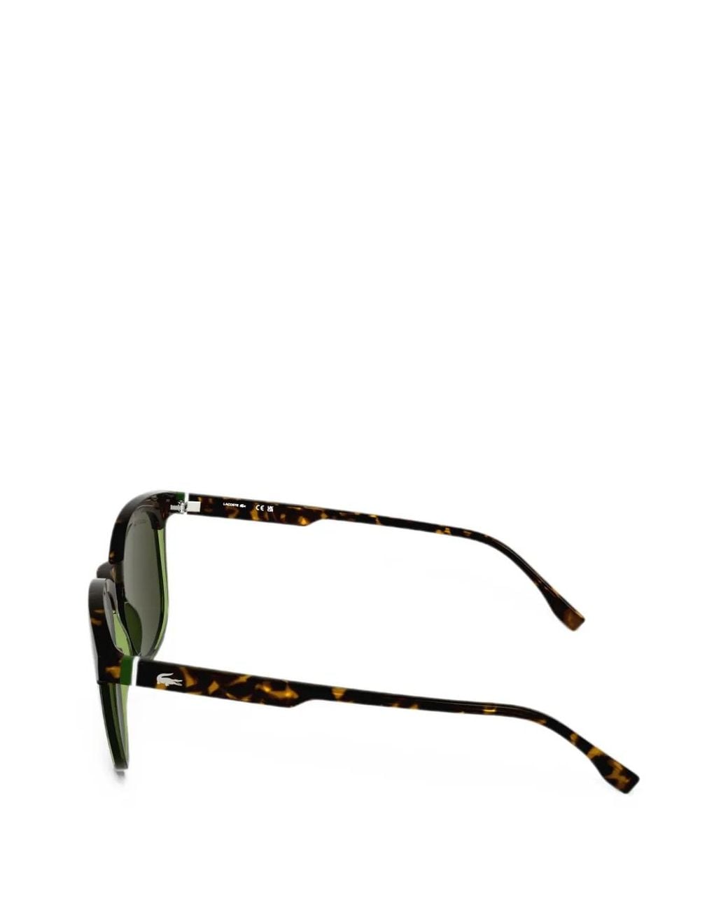 Lacoste Green Tortoiseshell-Effect Round-Frame Sunglasses for men