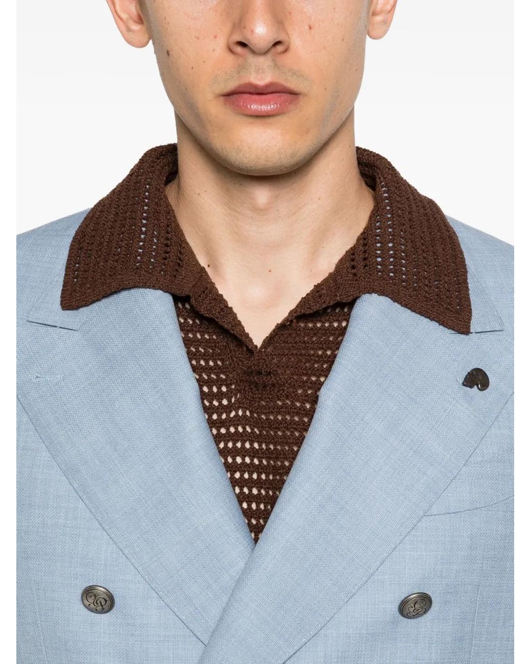 Gabriele Pasini Blue Double-Breasted Blazer for men