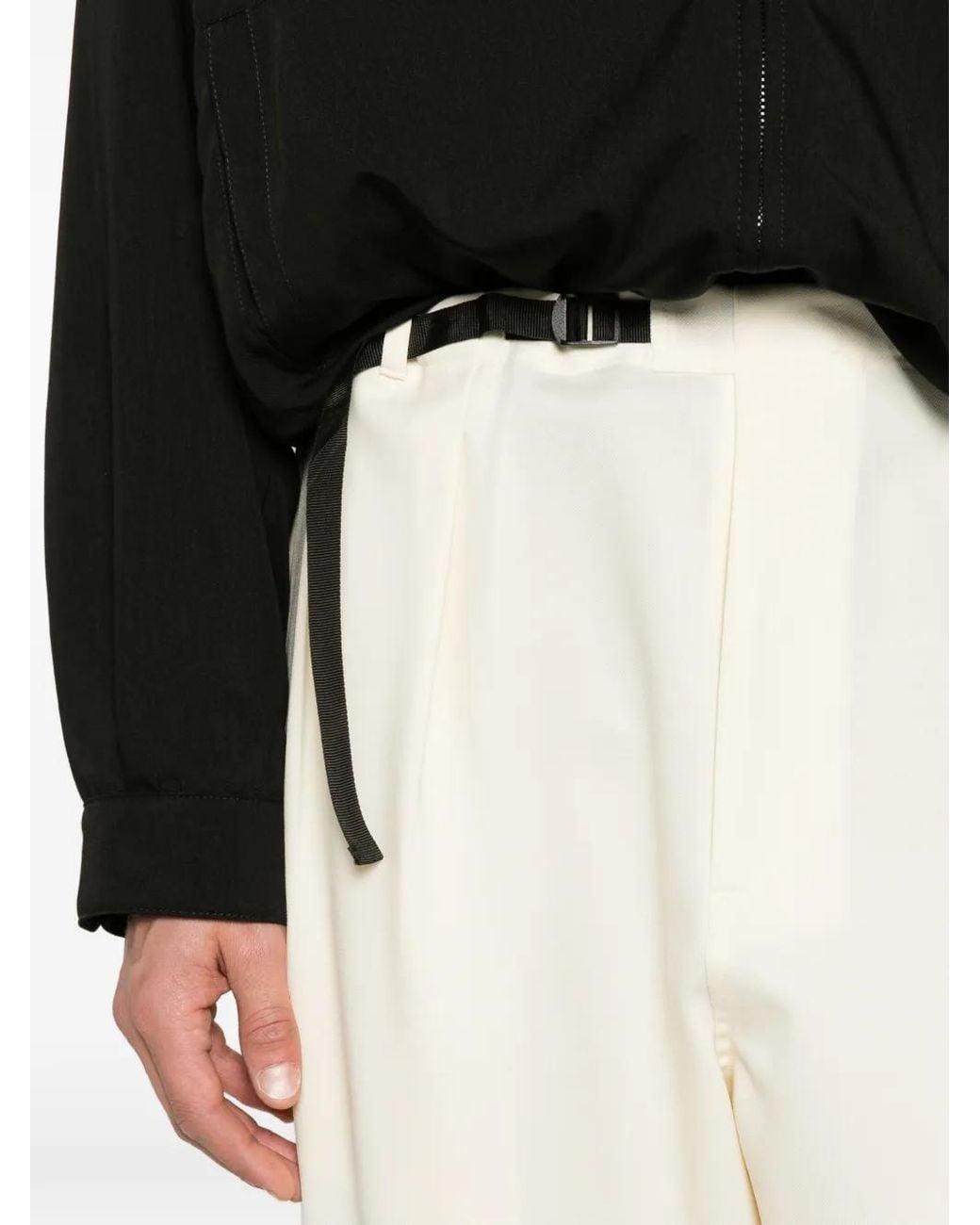Seven Gauge Black Belted Pleated Trousers for men