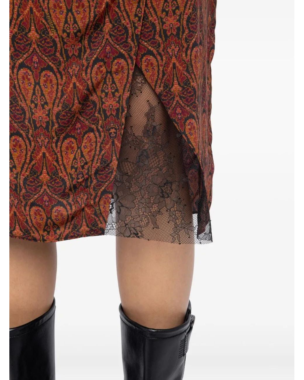 Zadig & Voltaire Brown Paisley-Print Straight Skirt