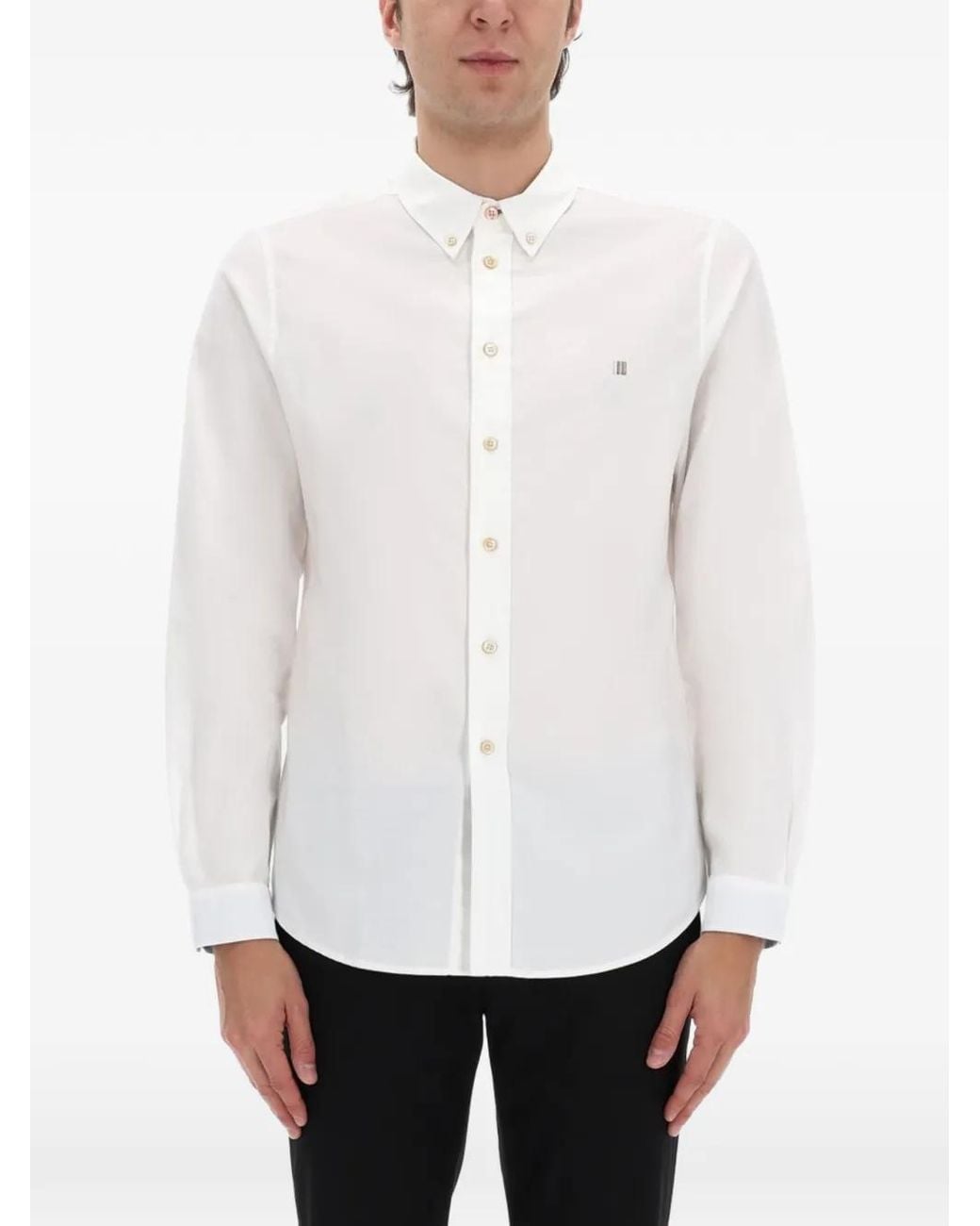 Paul Smith White Button-Down Collar Shirt for men