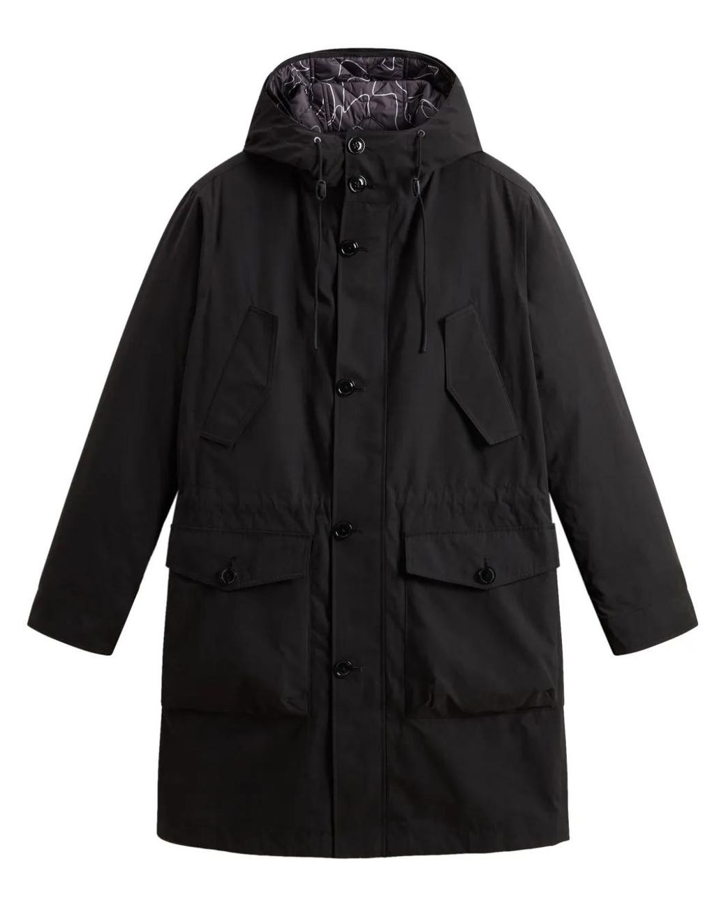 Woolrich Black Peach Parka Coat for men
