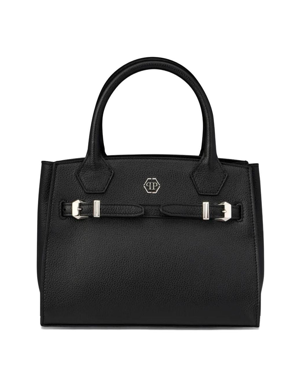 Philipp Plein Black Small Dynasty Leather Tote Bag