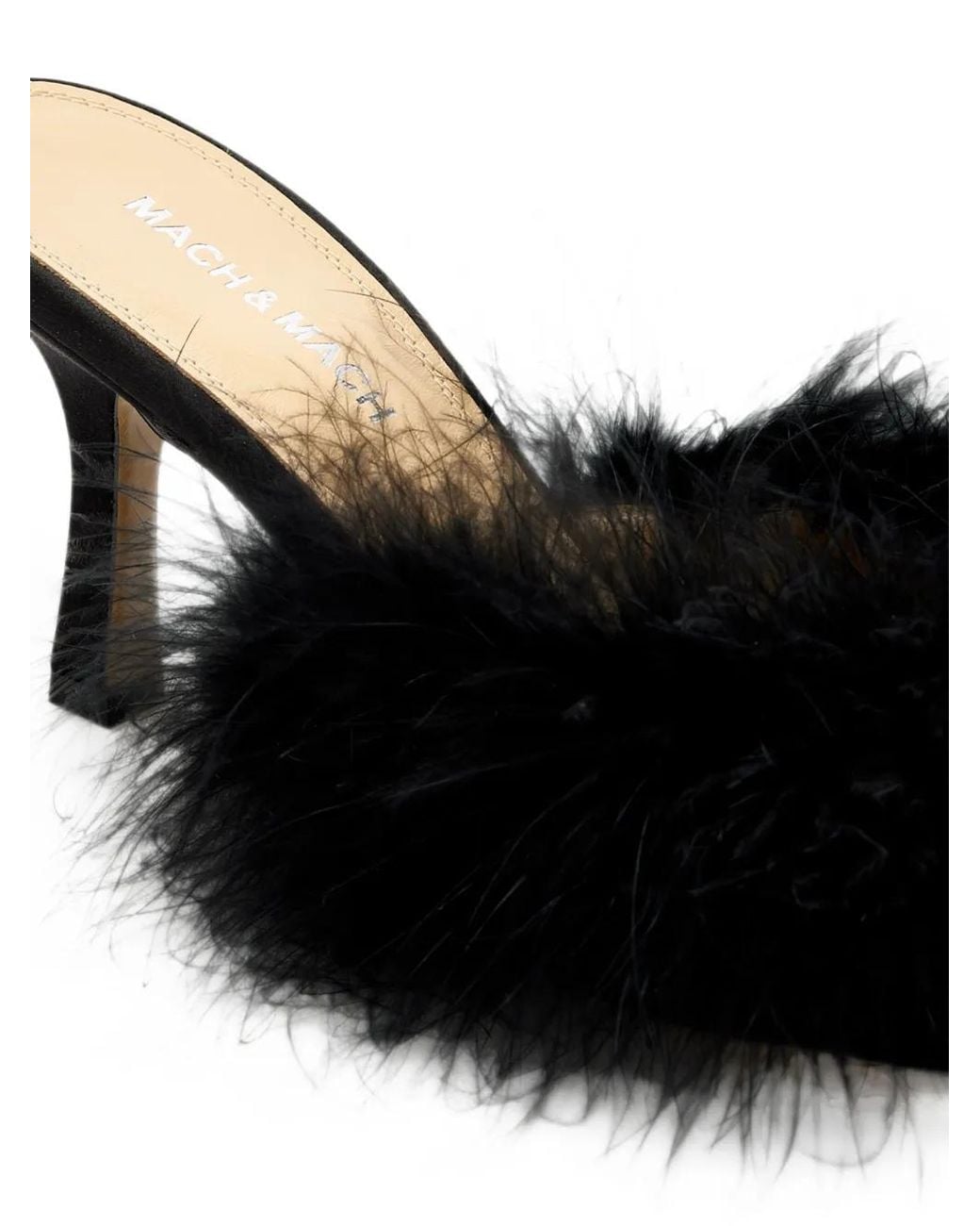 Mach & Mach Black Carolyn B Feather-Trim Mules