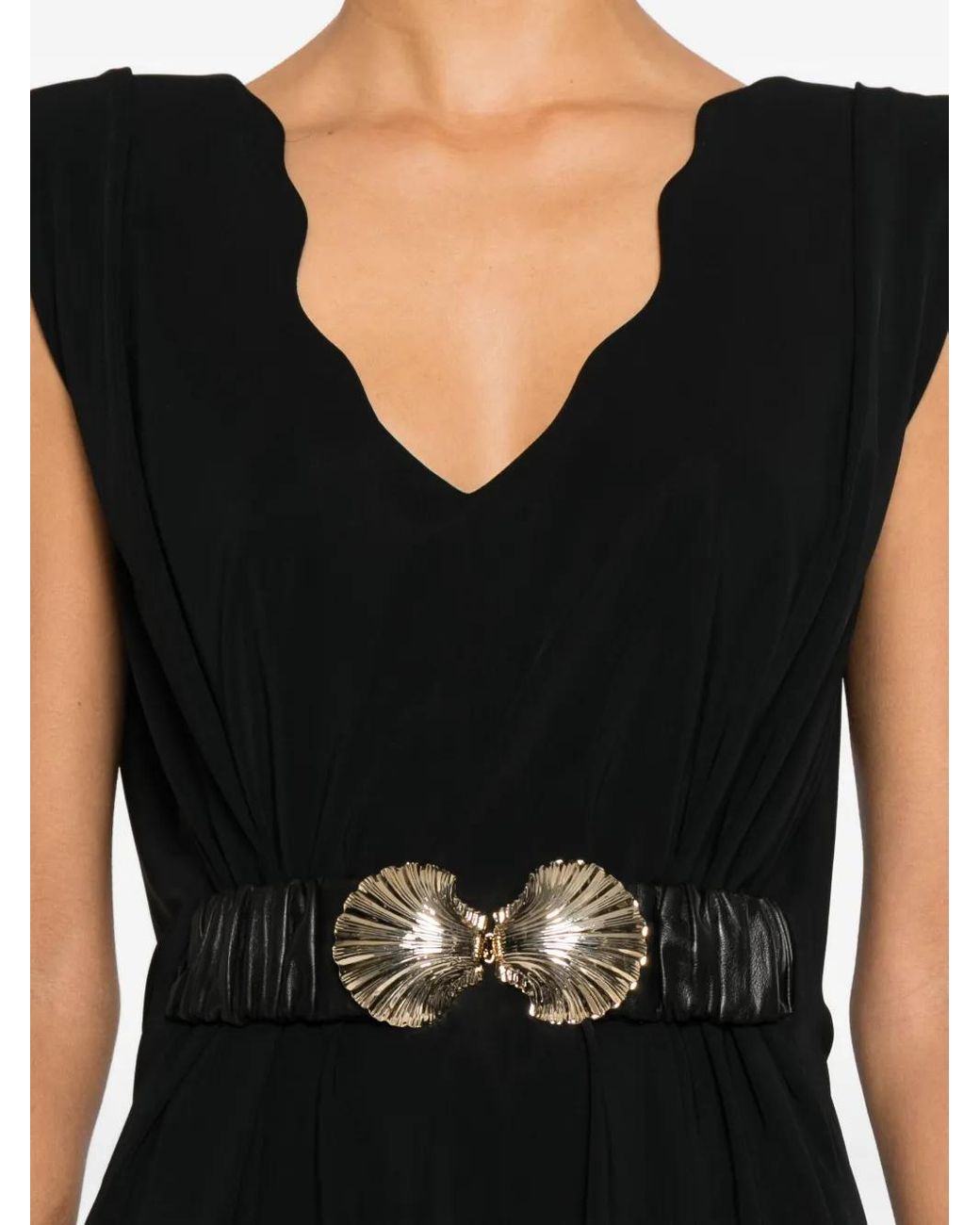 MITILIANE COUTURE Black Adjustable Shells Belt Dress