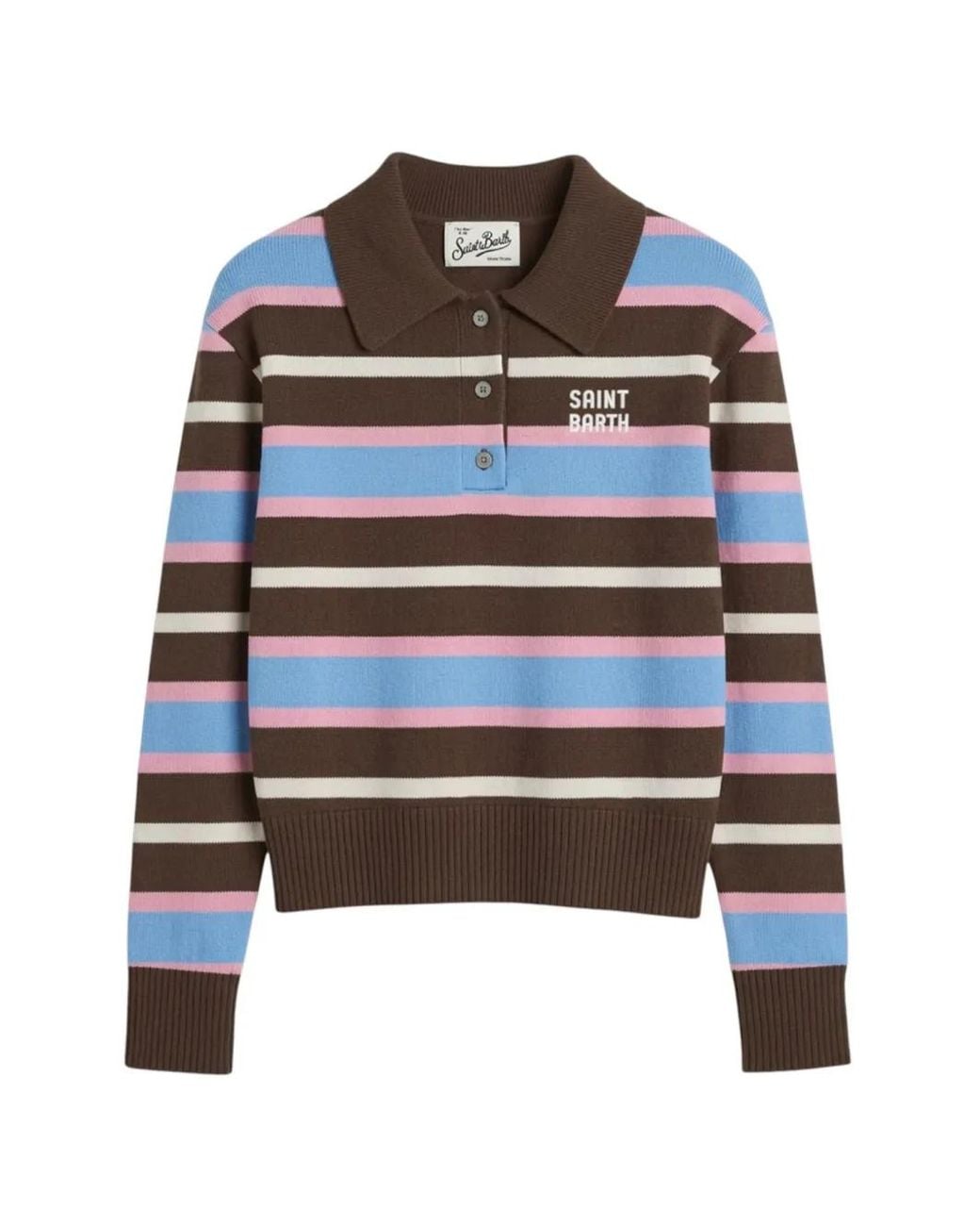 Mc2 Saint Barth Black Striped Polo Sweater