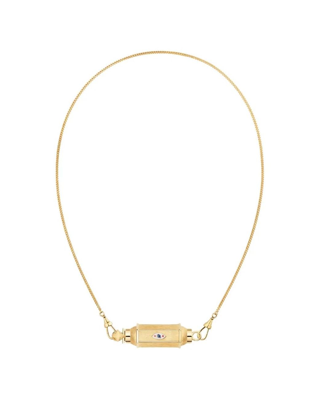 Marie Lichtenberg Metallic Baby Locket Evil Eye Sapphire Necklace