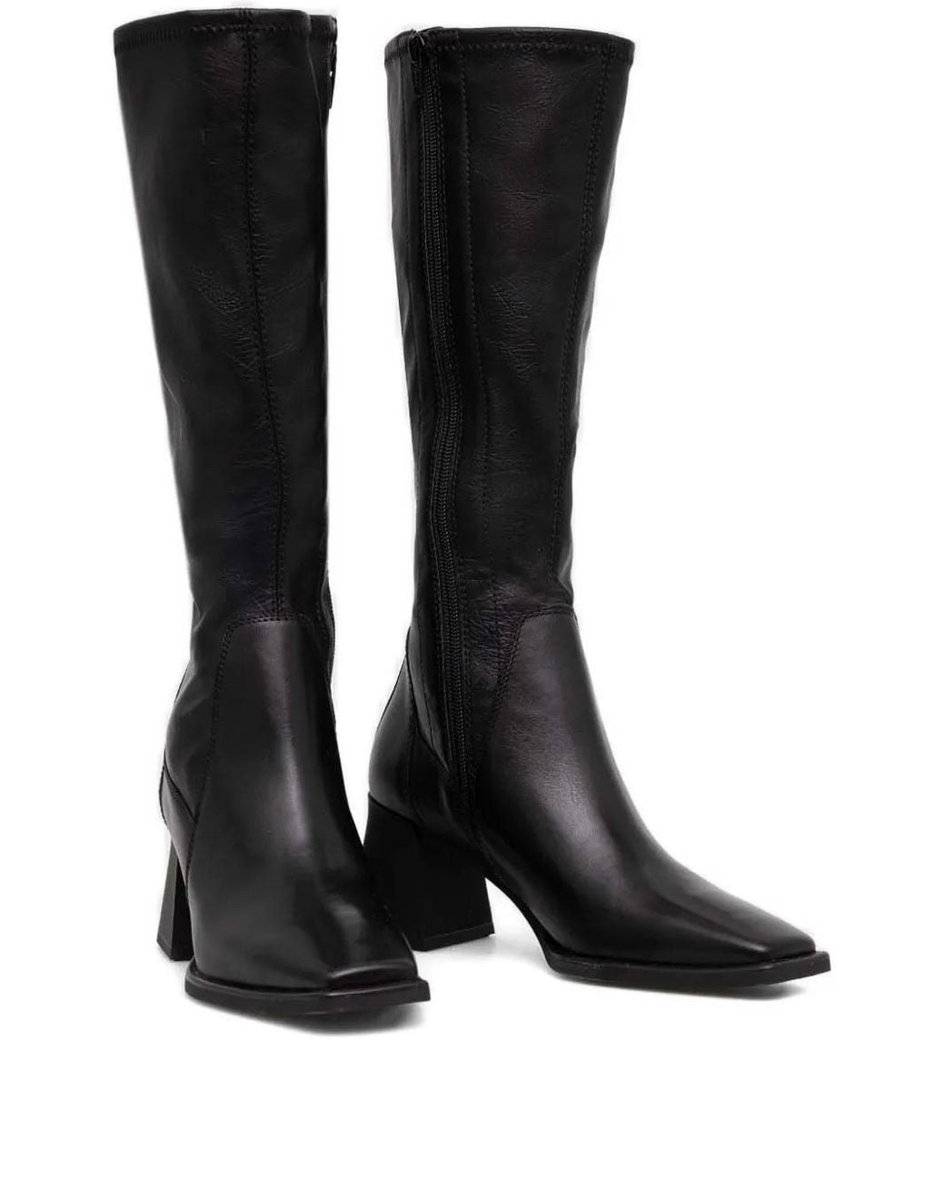 Vagabond Black 70Mm Hedda Square-Toe Block-Heel Boots
