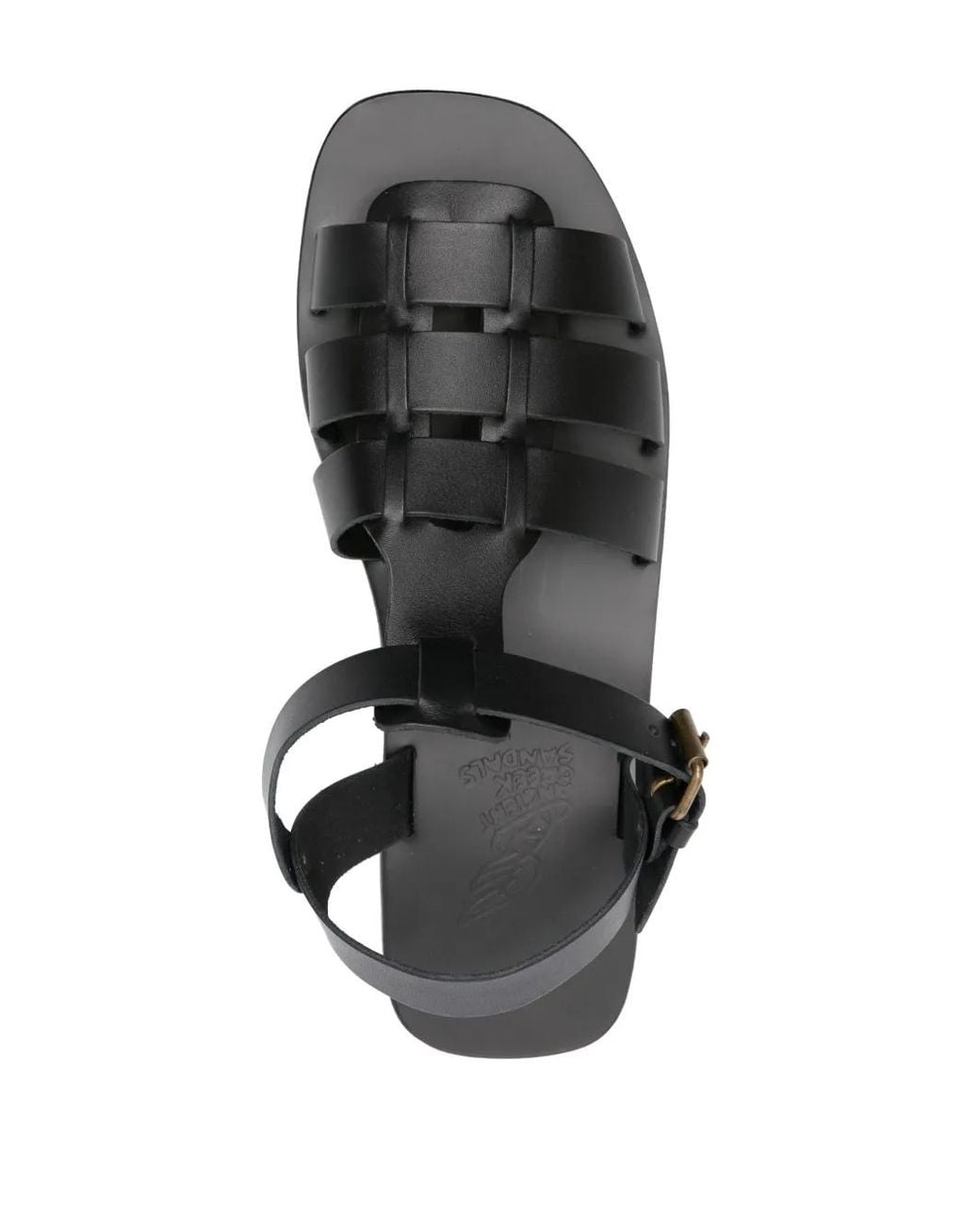 Ancient Greek Sandals Black Ektoras Flat Leather Sandals for men