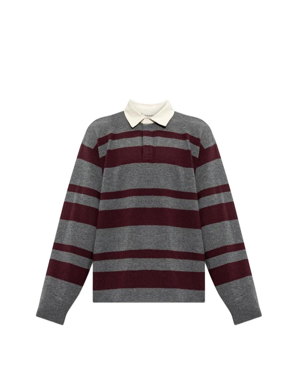 FRAME Gray Rugby Striped Long-Sleeve Polo Sweater for men