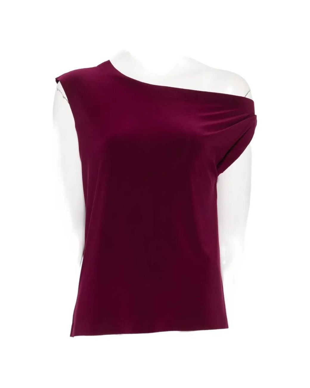 Norma Kamali Purple Draped Off-Shoulder Top
