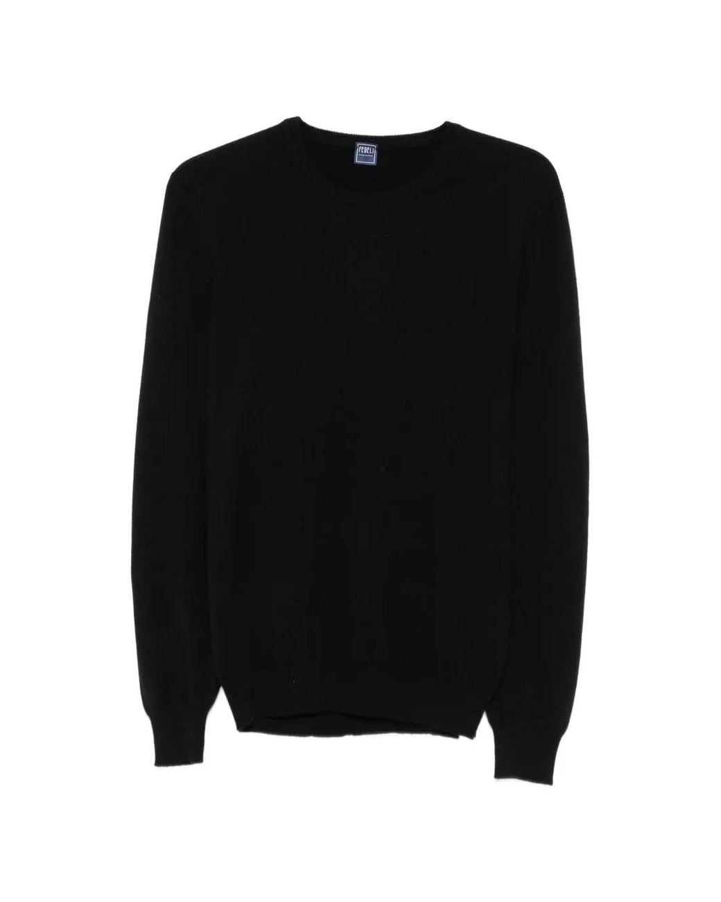 Fedeli Black Crew-Neck Long-Sleeve Sweater for men