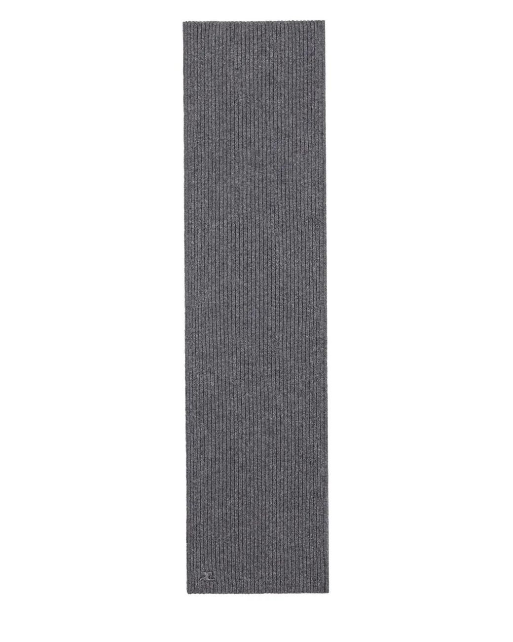 Courreges Gray Ribbed Wool Scarf