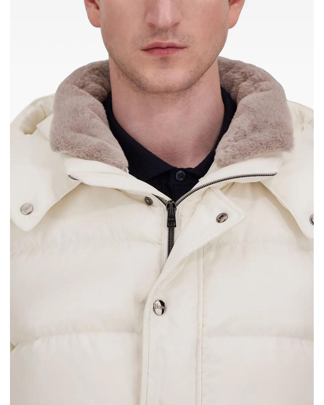 Herno White Hooded Quilted Parka for men