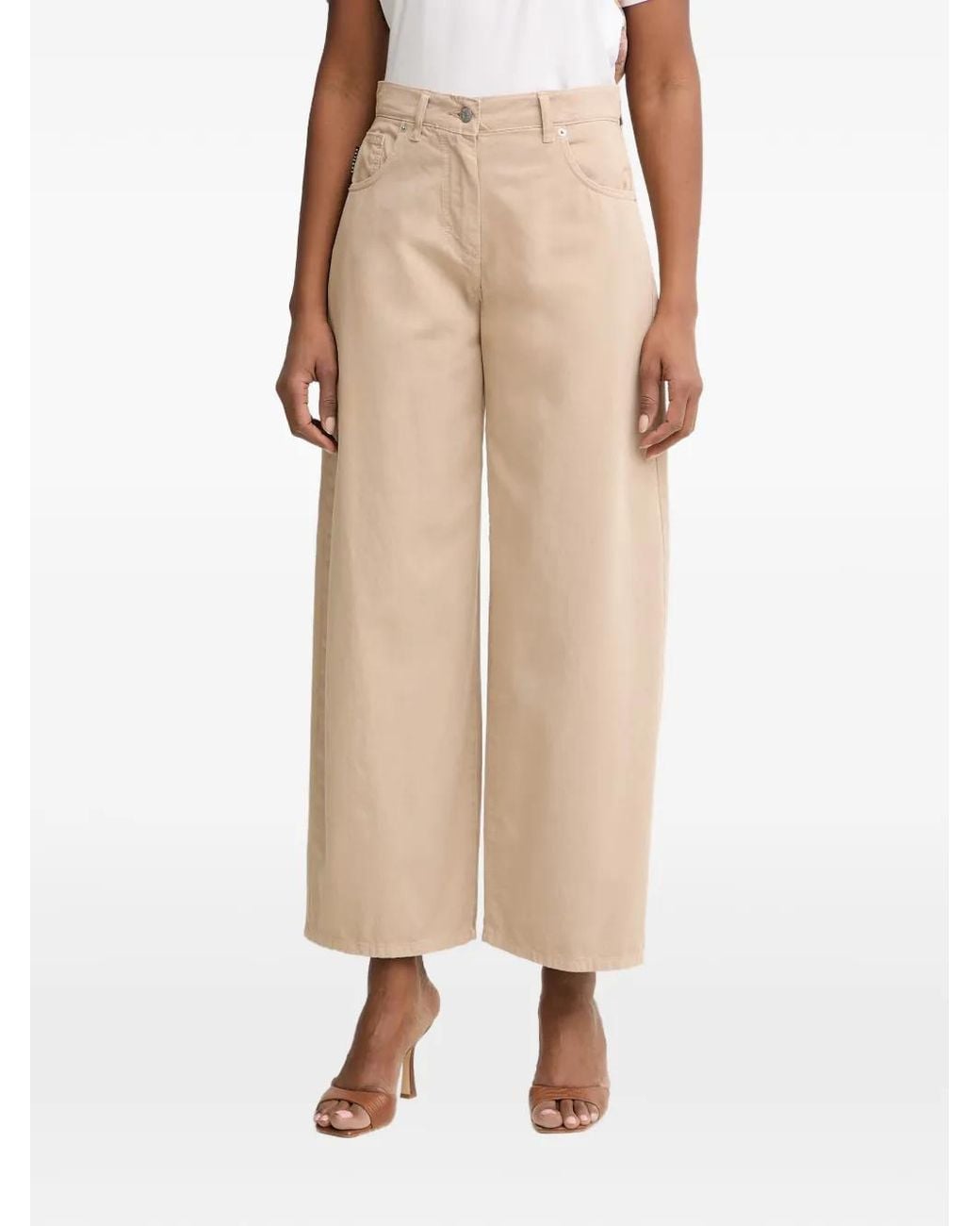 Haveone Natural Wide-Leg Cotton Trousers