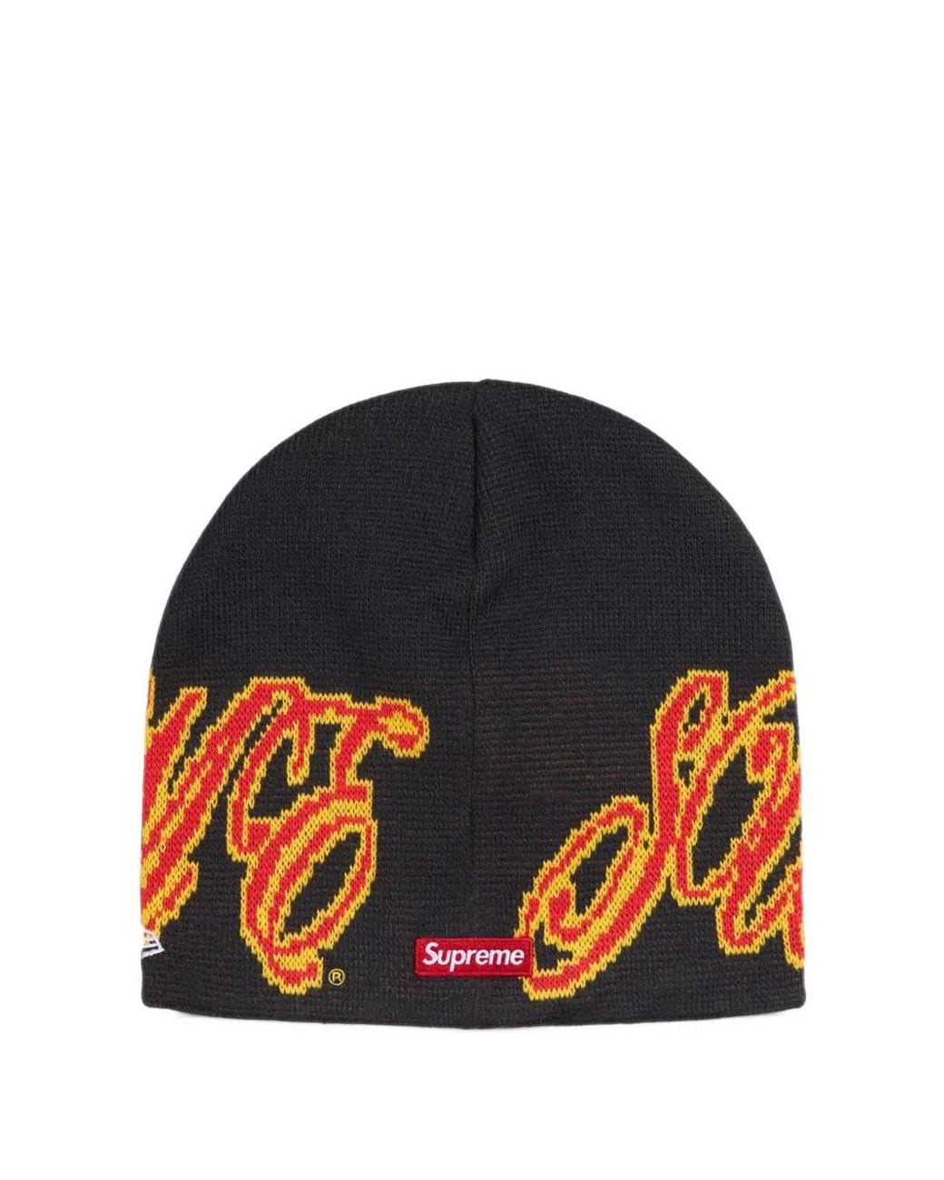 Supreme Blue X New Era Logo-Patch Beanie Hat for men