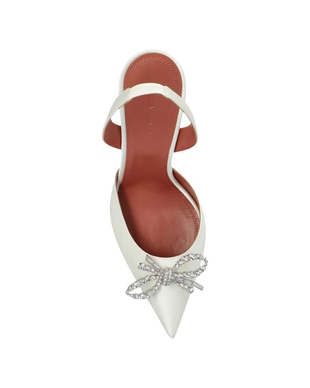 AMINA MUADDI White Rosie Crystal Bow Sling Pumps