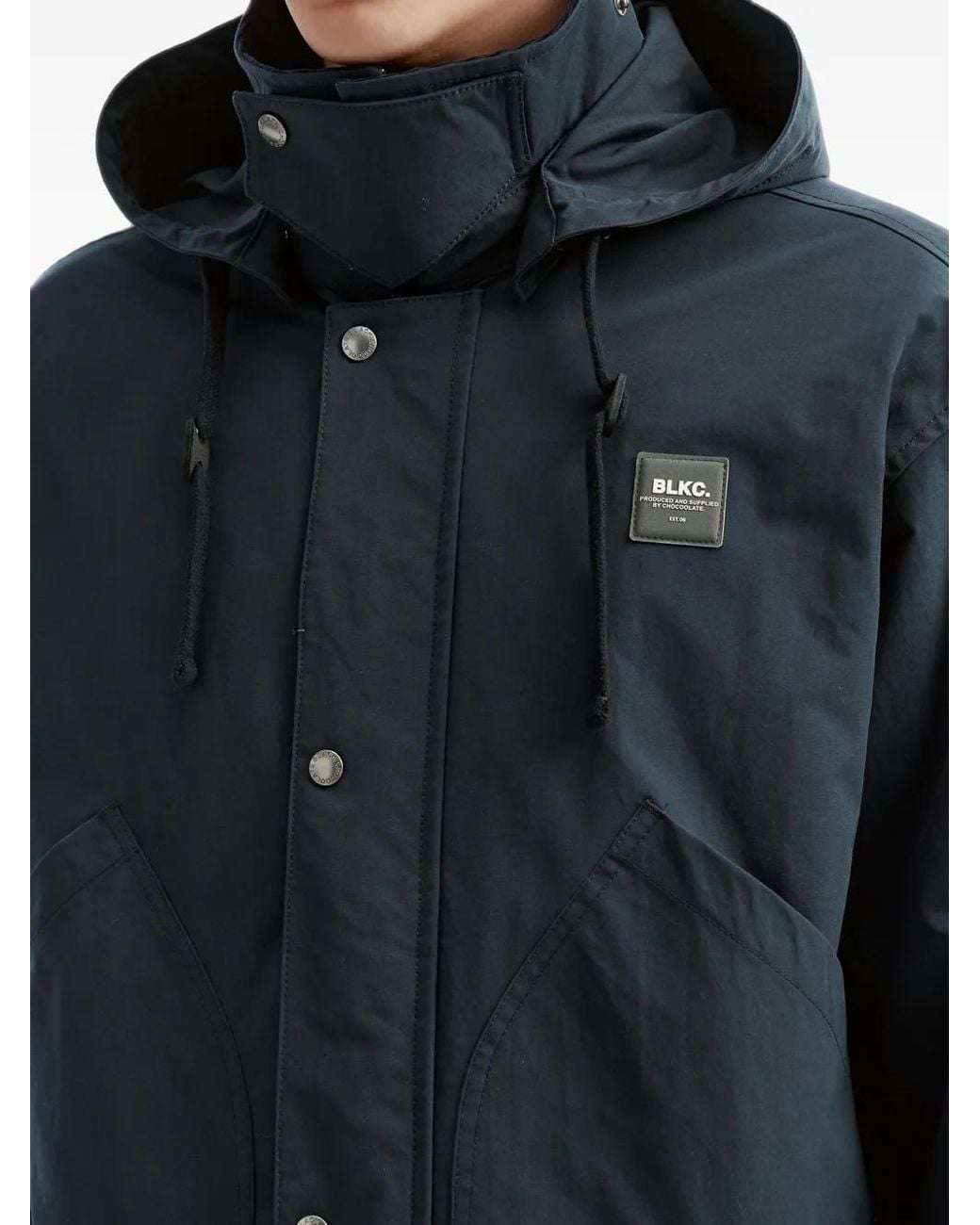 Chocoolate Blue Logo-Patch Hooded Jacket for men