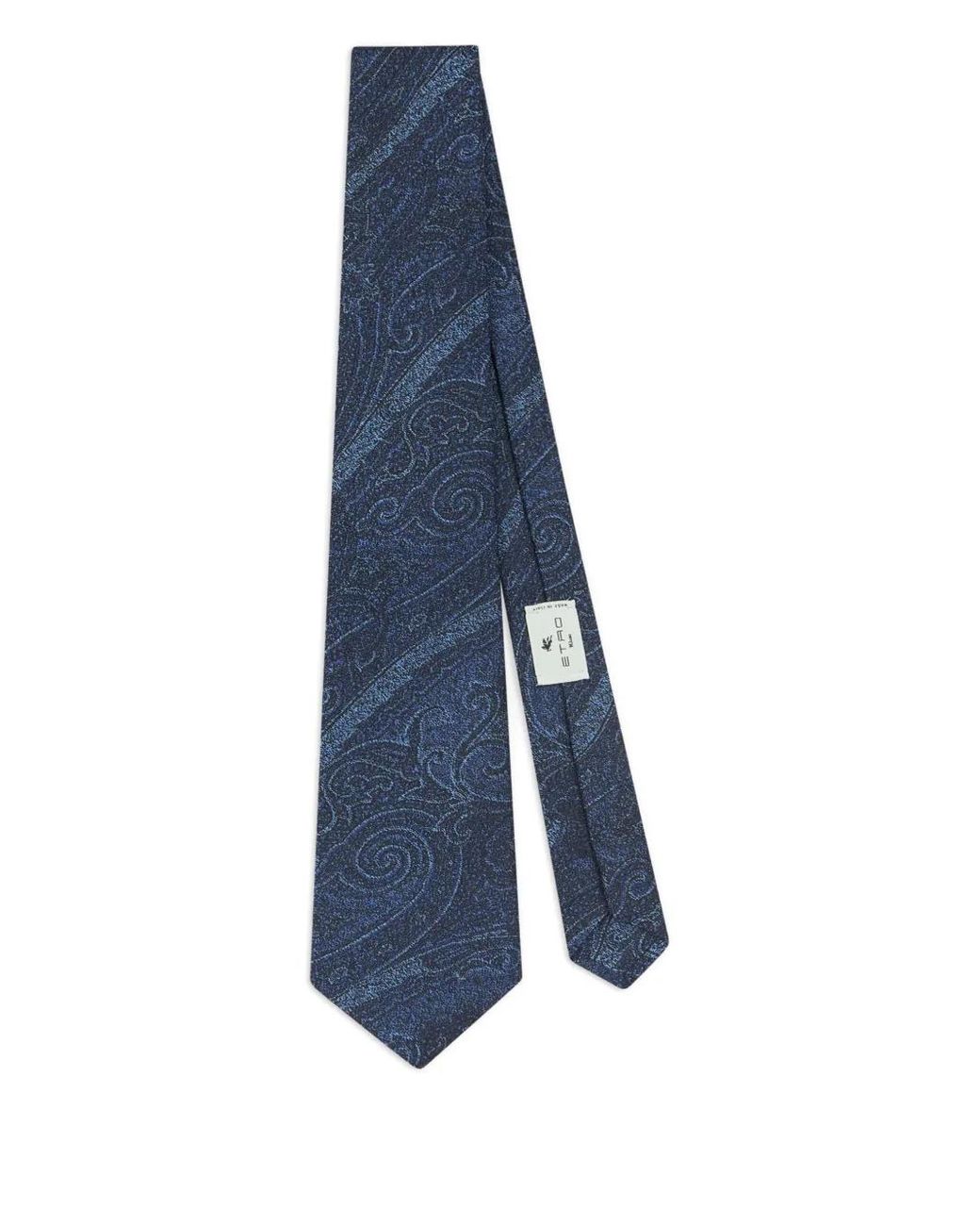 Etro Blue Silk Jacquard Tie With Arnica Motif for men