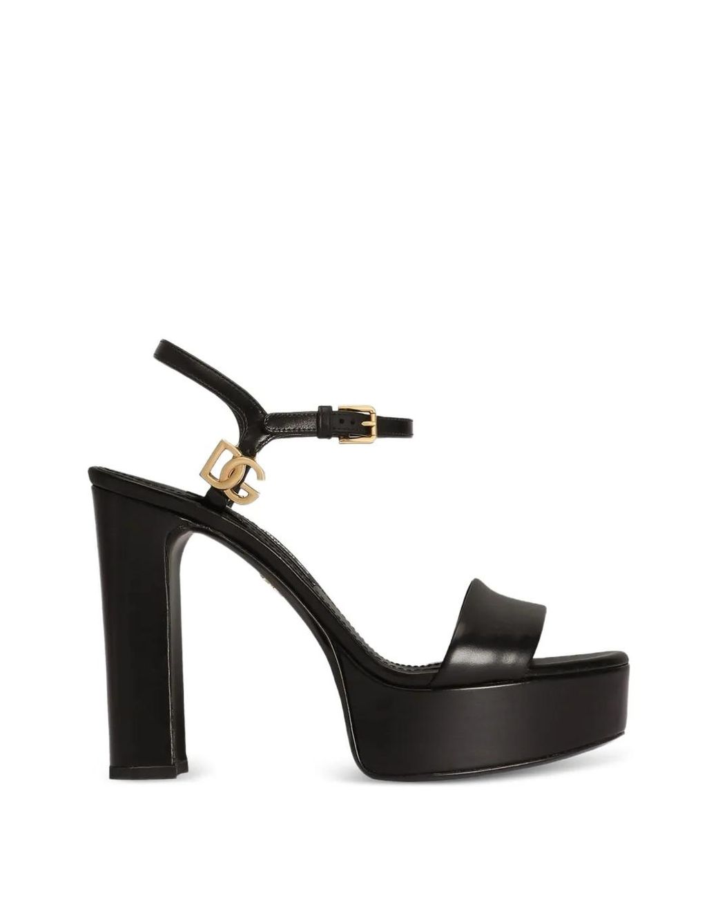 Dolce & Gabbana Black Calfskin Platform Sandals