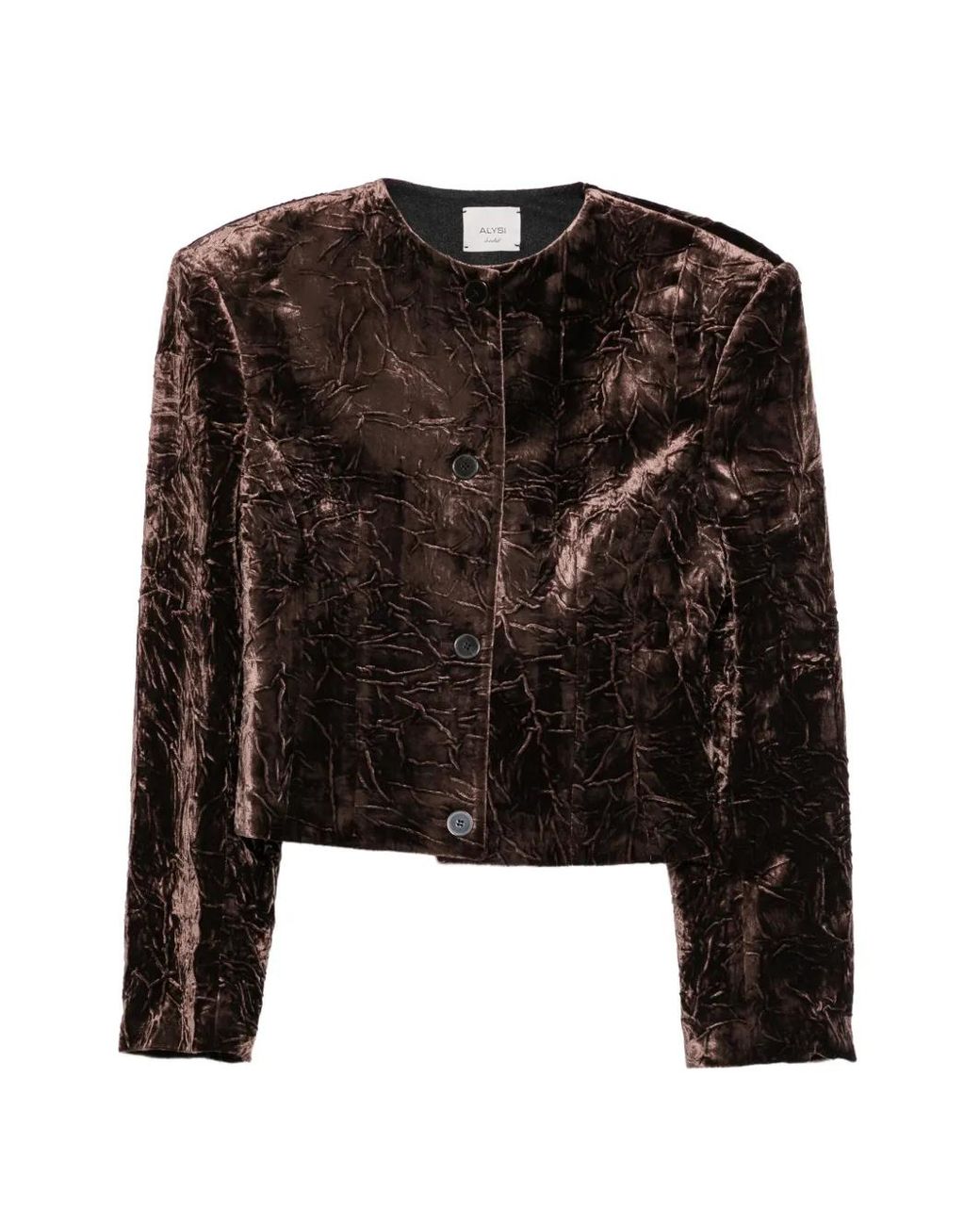 Alysi Black Crinkled-Finish Button-Up Jacket
