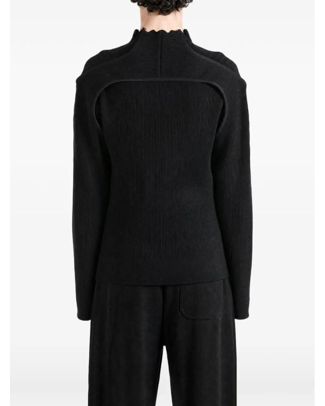 PUMA Black Ribbed Cut-Out Sweater for men