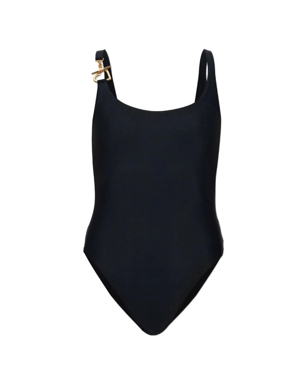 Moschino Black Heart-Motif Charm-Detail One-Piece Swimsuit