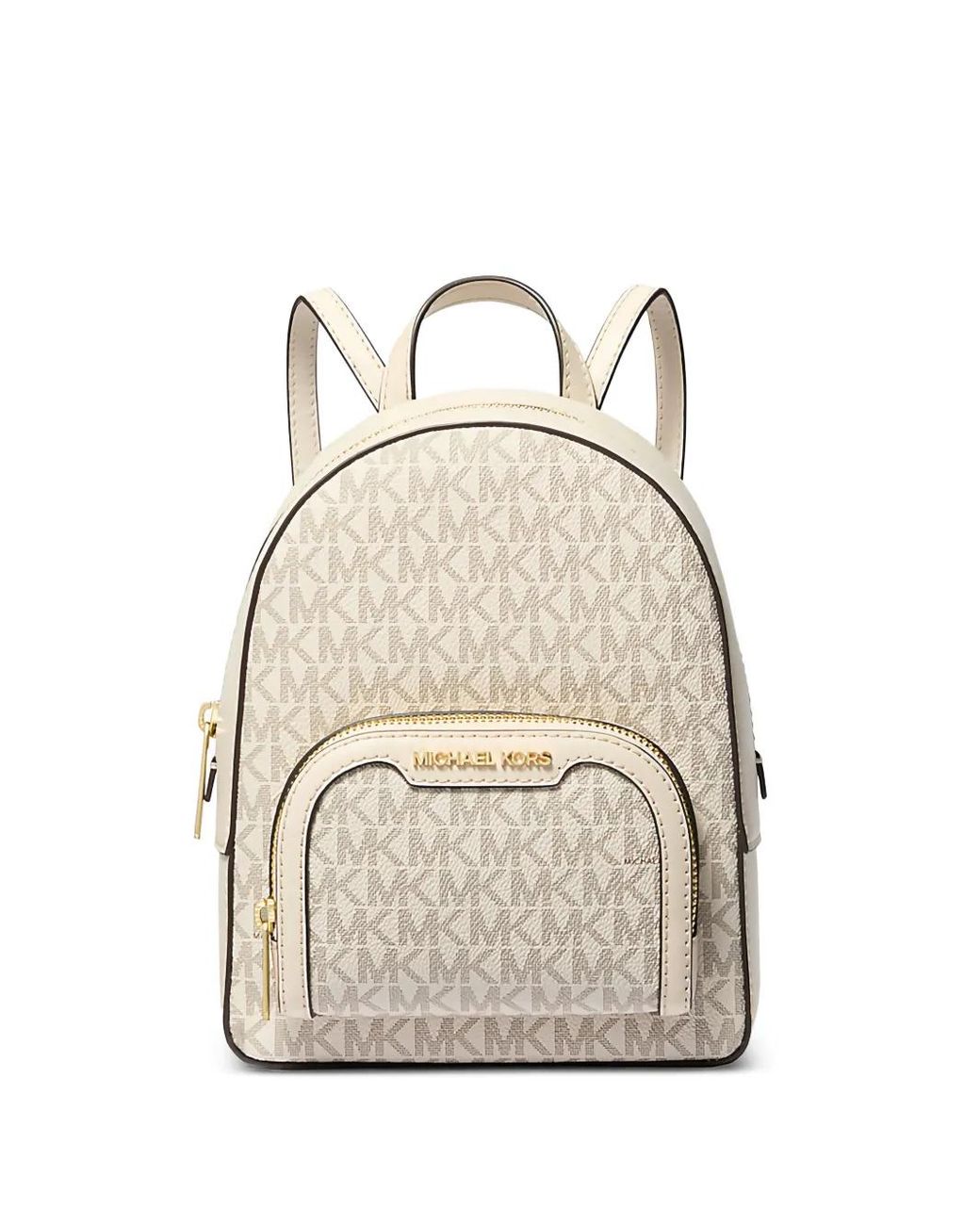 Michael Kors Extra Small Jaycee Monogram-Pattern Backpack in Natural | Lyst