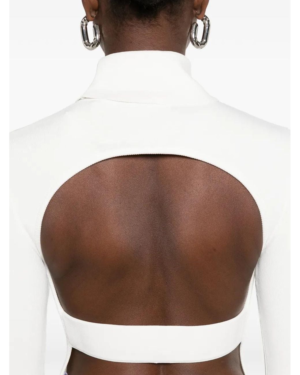 Cult Gaia White Deniz Cut-Out High-Neck Sweater