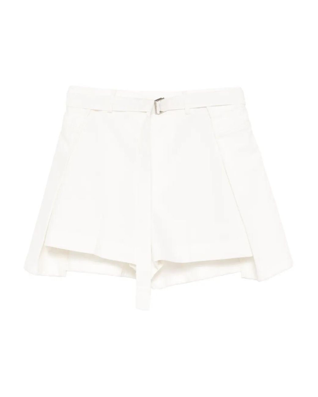 Sacai White Buckle-Belt Shorts