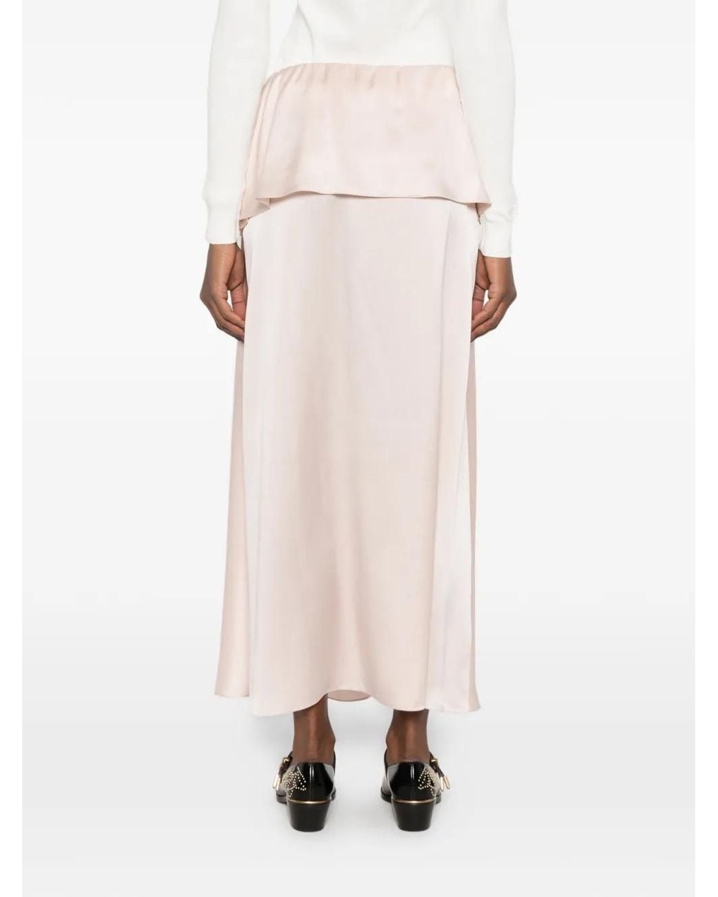 Chloé Satijnen Maxi-Rok Met Ruches in het Pink
