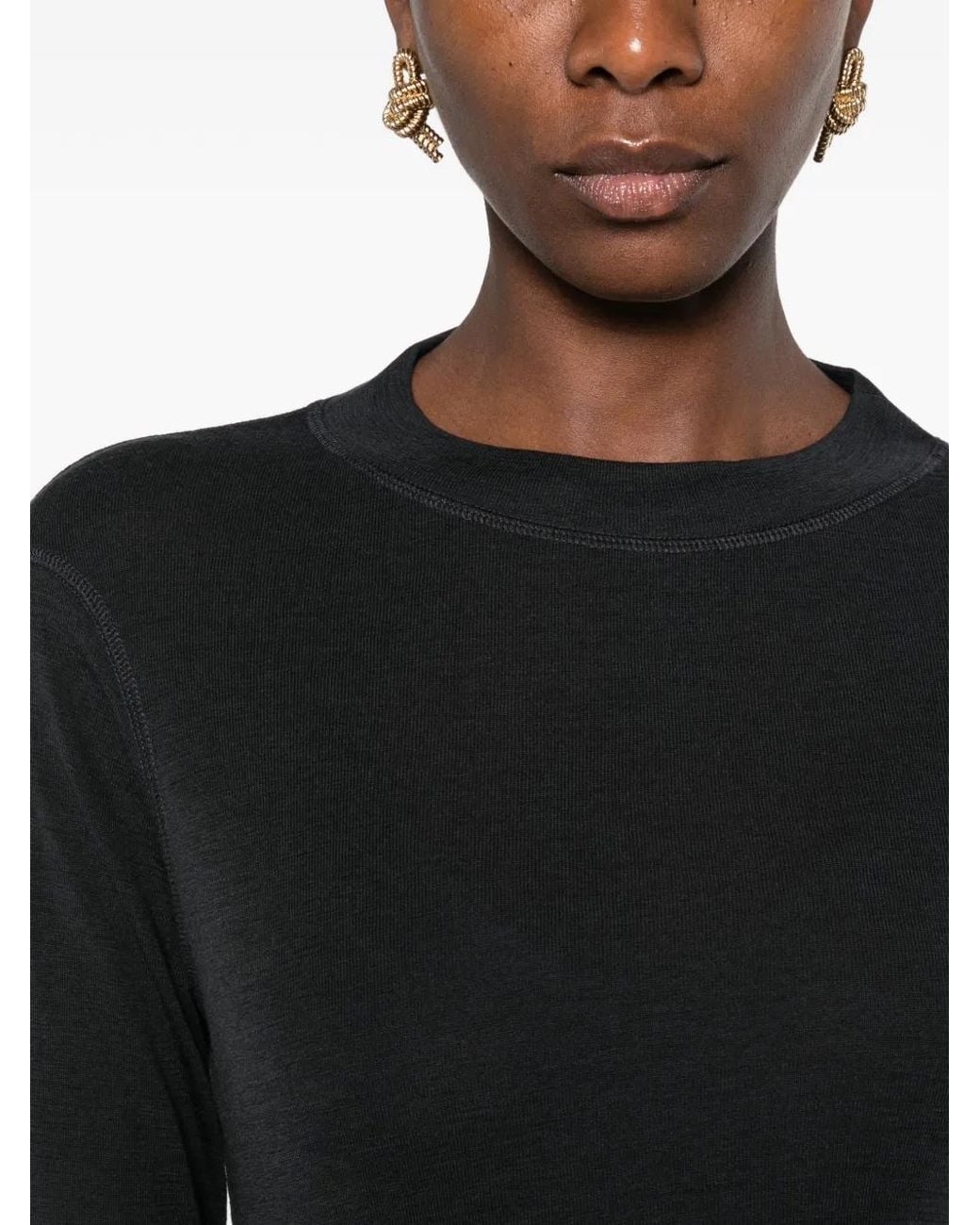 Margaret Howell Black Crew-Neck Long-Sleeve T-Shirt