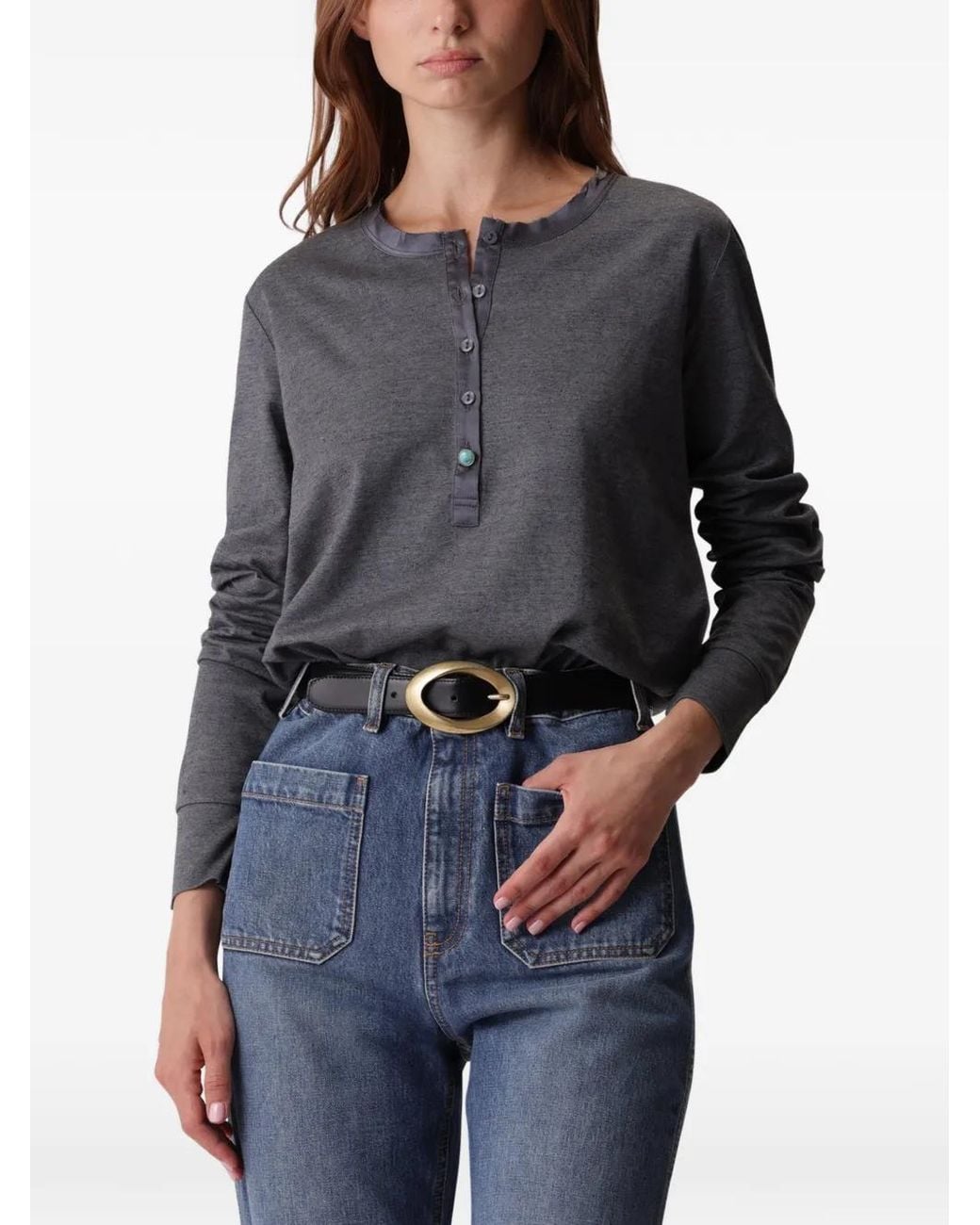 Fortela Gray Coralie Silk-Edged T-Shirt